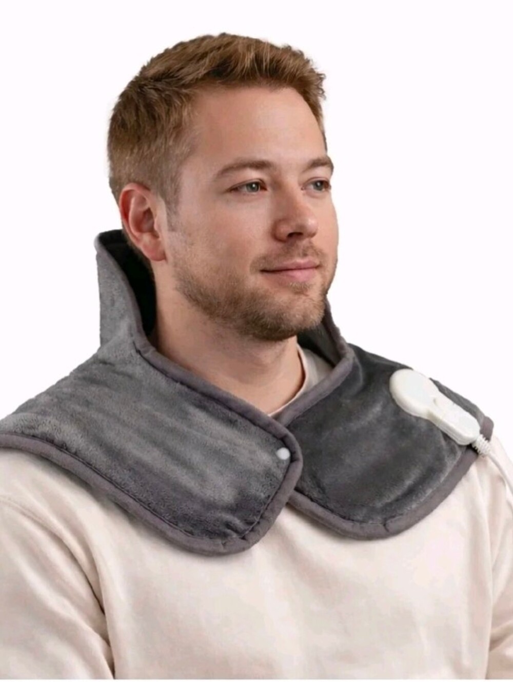 Brookstone Heated Weighted Neck & Shoulder Pad – 21” x 22" Electric Heating Pad